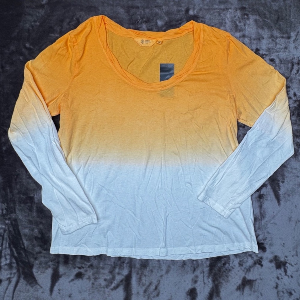 Modern Boho Orange Ombré Dip-Dye Long SleeveTee Sz Large by Candace Cameron Bure